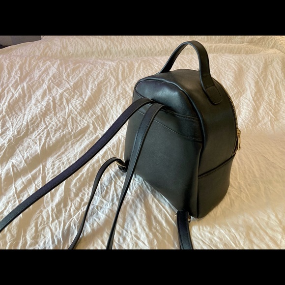 Black mini leather backpack